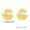 Wholesale Stainless Steel Jewelry Earrings Retro Fashion Metal Fan Box Pearl Accessories Electroplated For Women