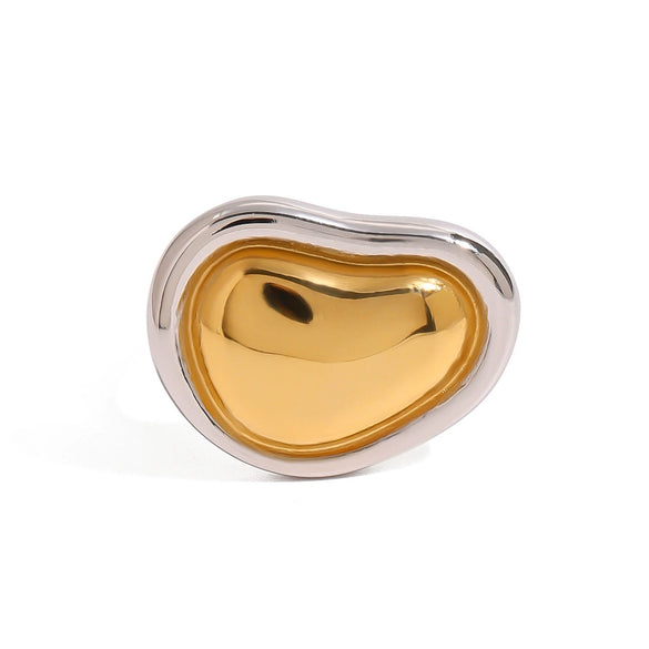 Wholesale Stainless Steel Jewelry Electroplated Irregular Love Ring With Gold And Silver Color Matching For Women