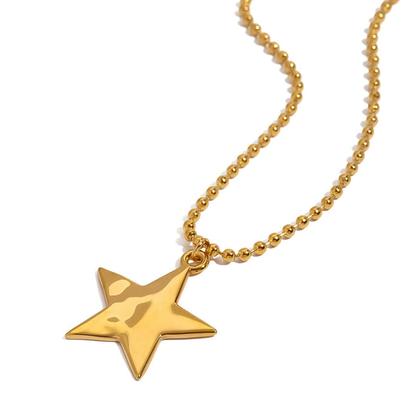 Wholesale Stainless Steel Jewelry Geometric Fivepointed Star Bead Chain With Electroplating