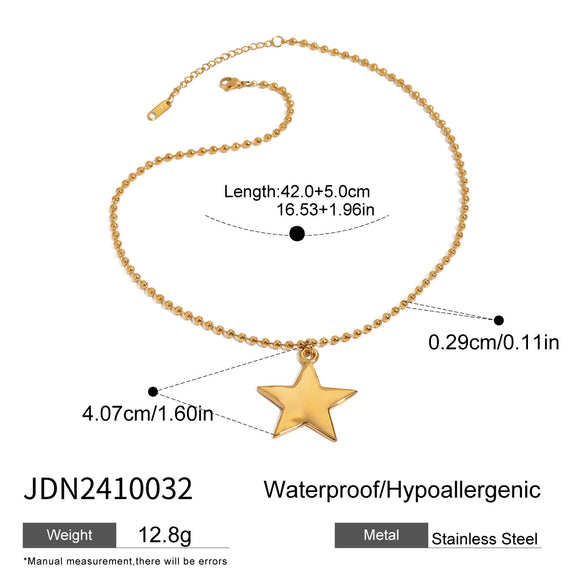 Wholesale Stainless Steel Jewelry Geometric Fivepointed Star Bead Chain With Electroplating