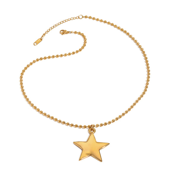 Wholesale Stainless Steel Jewelry Geometric Fivepointed Star Bead Chain With Electroplating