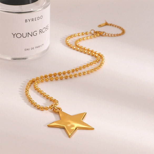 Wholesale Stainless Steel Jewelry Geometric Fivepointed Star Bead Chain With Electroplating