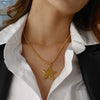 Wholesale Stainless Steel Jewelry Geometric Fivepointed Star Bead Chain With Electroplating