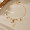 Wholesale Stainless Steel Jewelry Necklace With Flower Rhombus Pendant Electroplating For Women