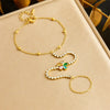 Wholesale Stainless Steel Jewelry Plants And Flowers Pattern Electroplated Women's Finger Bracelet Necklace
