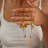 Wholesale Stainless Steel Jewelry Set For Women Retro Light Luxury Snake Bone Chain Petal Necklace Earrings Inlay Turquoise