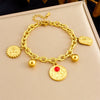 Wholesale Stainless Steel Jewelry Set Multielement Round Sun Pendant Electroplated For Women Necklace Bracelet
