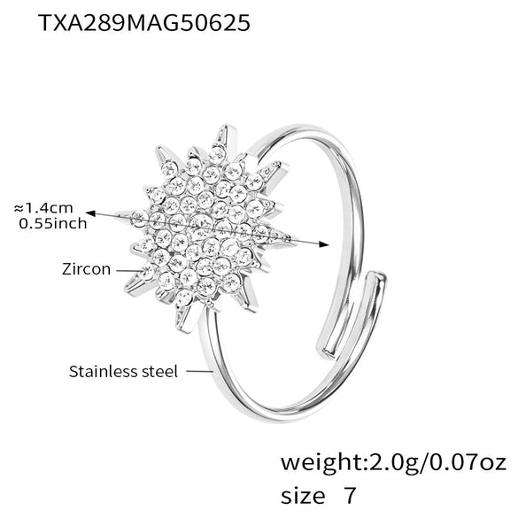 Wholesale Stainless Steel Jewelry Set With 5A Zircon Sunburst Design Electroplating For Women