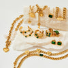 Wholesale Stainless Steel Jewelry Set With Bear Little Pig Small Animal Pattern For Women Electroplated Green Series