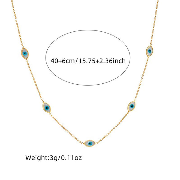 Wholesale Stainless Steel Jewelry Set With Electroplating Blue Eye Pattern Retro Fashion For Women Earrings Necklace Bracelet