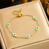 Wholesale Stainless Steel Jewelry Set With Electroplating Blue Eye Pattern Retro Fashion For Women Earrings Necklace Bracelet