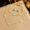 Wholesale Stainless Steel Jewelry Set With Electroplating Blue Eye Pattern Retro Fashion For Women Earrings Necklace Bracelet