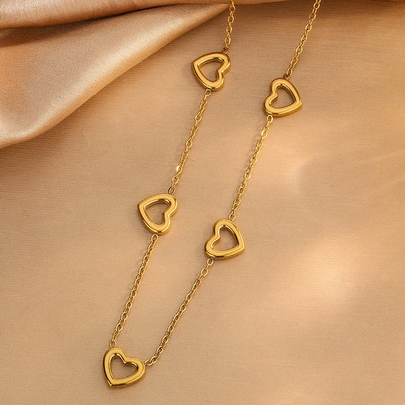 Wholesale Stainless Steel Jewelry Set With Heart Water Drop Bell Patterns 18K Gold Plated For Women