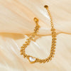 Wholesale Stainless Steel Jewelry Set With Love Shell Bracelet Snake Earrings Cuban Chain Zircon Necklace Electroplated For Women
