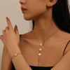 Wholesale Stainless Steel Jewelry Suit For Women With Love Water Drops Bell Patterns 18K Gold Plated