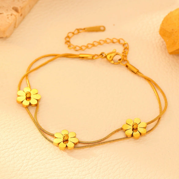Wholesale Stainless Steel Jewelry Suit For Women With Love Water Drops Bell Patterns 18K Gold Plated