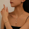 Wholesale Stainless Steel Jewelry Suit For Women With Love Water Drops Bell Patterns 18K Gold Plated