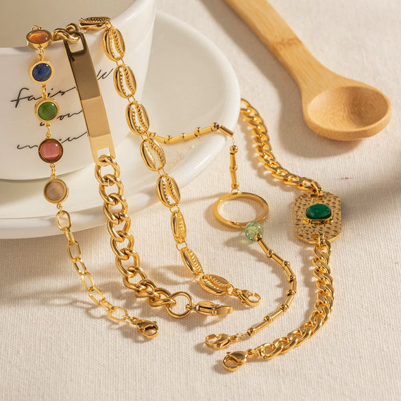 Wholesale Stainless Steel Jewelry Suit With Joker Pattern Electroplated Bracelet Original Design And Geometric Style