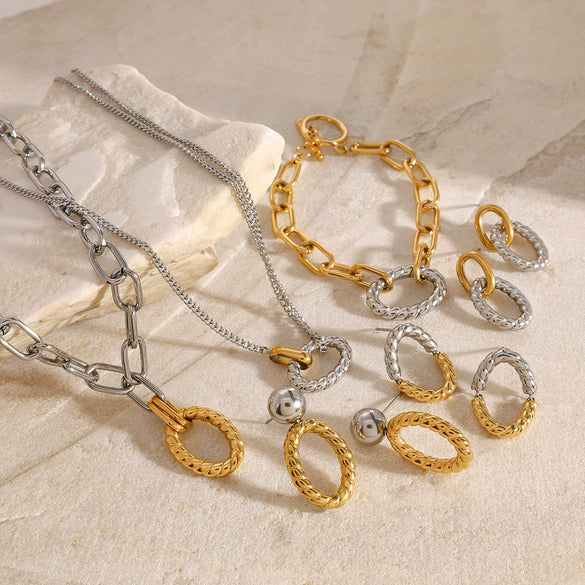Wholesale Stainless Steel Jewelry With Geometric Design Gold And Silver Color Matching Electroplating Process