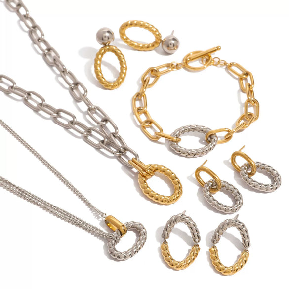 Wholesale Stainless Steel Jewelry With Geometric Design Gold And Silver Color Matching Electroplating Process