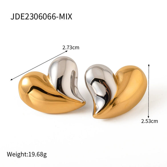 Wholesale Stainless Steel Jewelry With Geometric Pattern Gold And Silver Color Matching Electroplating Treatment Love Shape Nonfading Design