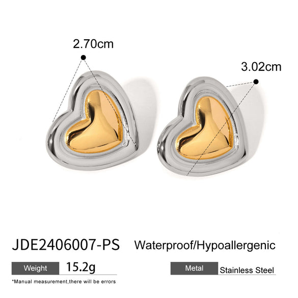 Wholesale Stainless Steel Jewelry With Geometric Pattern Gold And Silver Color Matching Electroplating Treatment Love Shape Nonfading Design