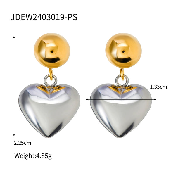 Wholesale Stainless Steel Jewelry With Geometric Pattern Gold And Silver Color Matching Electroplating Treatment Love Shape Nonfading Design