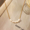 Wholesale Stainless Steel Jewelry With 18K Gold Plated Clavicle Chain Geometric Freshwater Pearl Pendant Necklace For Women