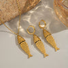 Wholesale Stainless Steel Jewelry With Koi Fish Pattern Electroplated Necklace And Earrings For Women