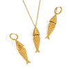 Wholesale Stainless Steel Jewelry With Koi Fish Pattern Electroplated Necklace And Earrings For Women
