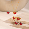 Wholesale Stainless Steel Jewelry With Love Pattern Lovely Style Pvd Furnace Vacuum Real Gold Plating O Word Chain Necklace And Earrings Set