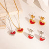 Wholesale Stainless Steel Jewelry With Love Pattern Lovely Style Pvd Furnace Vacuum Real Gold Plating O Word Chain Necklace And Earrings Set