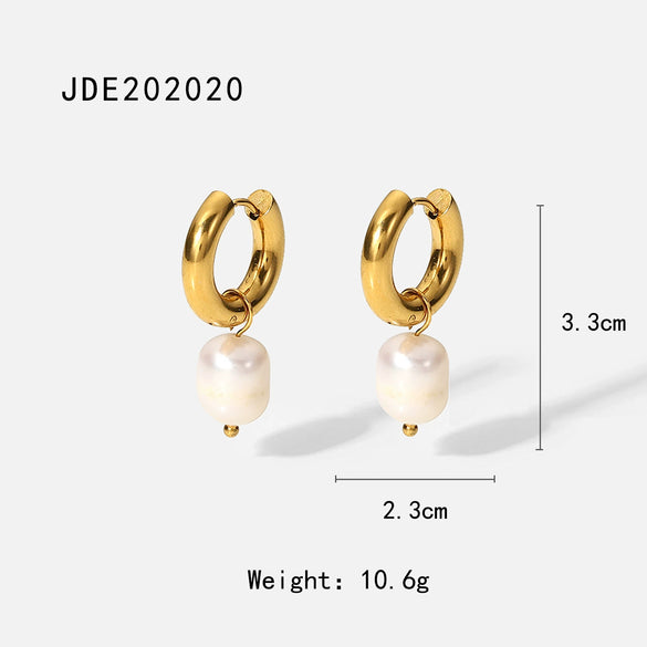 Wholesale Stainless Steel Jewelry With Pearl Necklace And Exaggerated Flower Earrings Geometric Pattern Electroplating Process For Women
