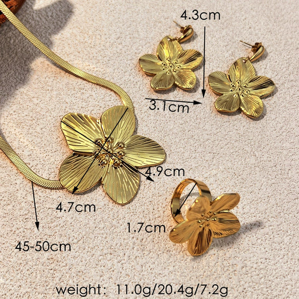Wholesale Stainless Steel Jewelry With Petal Shape Retro Animal Pattern Electroplating For Women