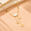 Wholesale Stainless Steel Jewelry With Star Shape And Geometric Pattern Long Tassel Earrings And Necklace Electroplated For Women