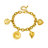 Wholesale Stainless Steel Jewelry Women's Bracelet With Goldplated Retro Fashion Round Plate Wave Conch Fish Tail Pendant And Animal Zodiac Pattern