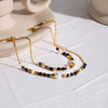 Wholesale Stainless Steel Jewelry Women's Original Design Geometric Fashion Bracelet With Pearl Inlaid Natural Stone And Electroplating Treatment