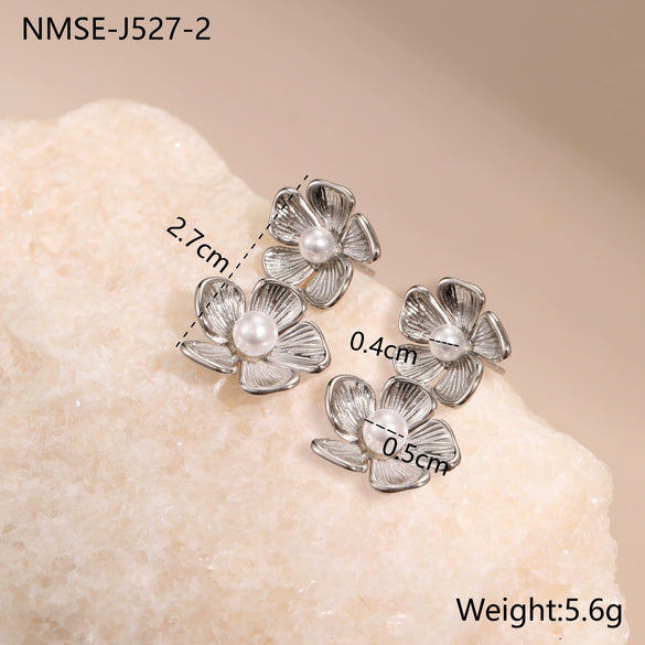 Wholesale Stainless Steel 18K Electroplated Flower And Bow Earrings For Women