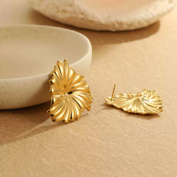 Wholesale Stainless Steel 18K Electroplated Flower Leaf Women's Fashion Light Luxury Earrings