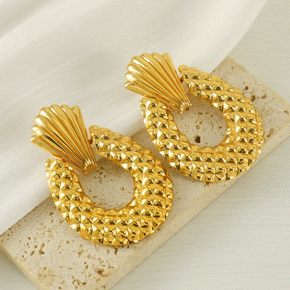 Wholesale 316L Stainless Steel 18K Electroplated Fruit Shape Hollow Design Women's Earrings