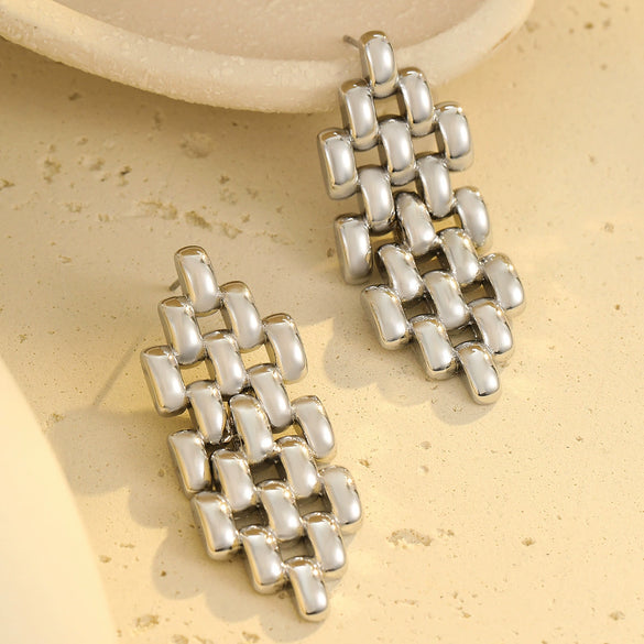 Wholesale Stainless Steel 18K Electroplated Geometric Hollow Women's Fashion Trend Earrings Jewelry