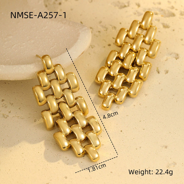 Wholesale Stainless Steel 18K Electroplated Geometric Hollow Women's Fashion Trend Earrings Jewelry