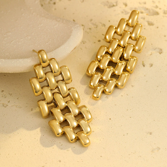 Wholesale Stainless Steel 18K Electroplated Geometric Hollow Women's Fashion Trend Earrings Jewelry