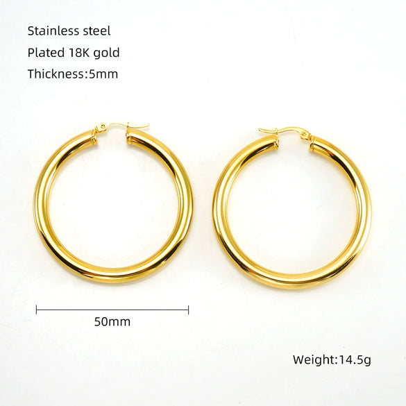 Wholesale Stainless Steel 18K Electroplated Geometric Ring Earrings For Women