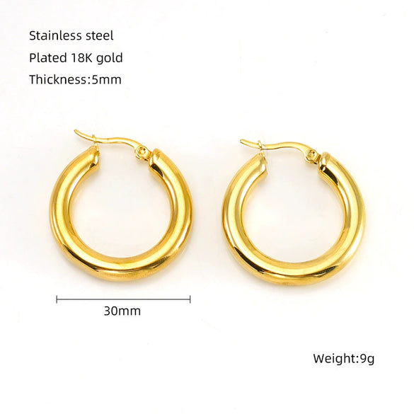 Wholesale Stainless Steel 18K Electroplated Geometric Ring Earrings For Women