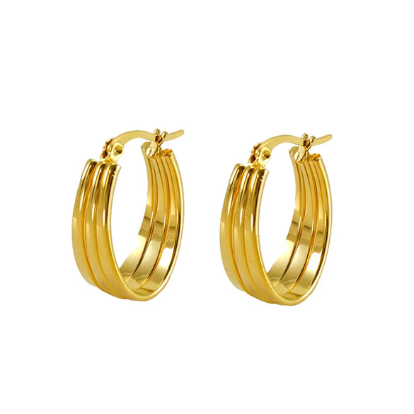 Wholesale Stainless Steel 18K Electroplated Geometric Women's Ring And Earrings Jewelry