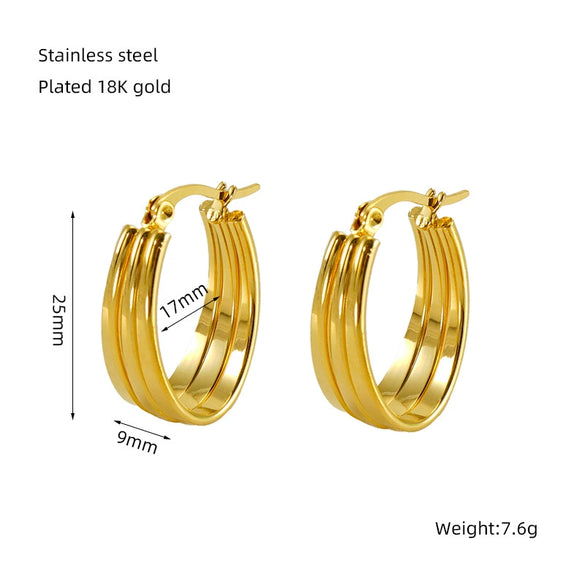 Wholesale Stainless Steel 18K Electroplated Geometric Women's Ring And Earrings Jewelry