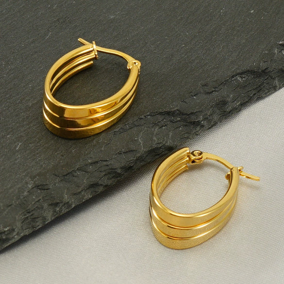 Wholesale Stainless Steel 18K Electroplated Geometric Women's Ring And Earrings Jewelry