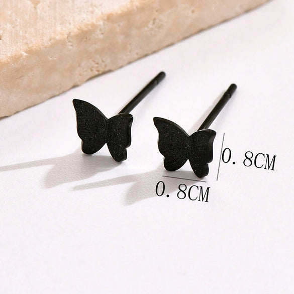Wholesale Stainless Steel 14K Electroplated Heart And Animal Patterned Butterfly Earrings For Unisex