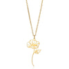 Wholesale Stainless Steel 18K Electroplated Letter Number Text Pattern Flower Pendant Necklace Jewelry